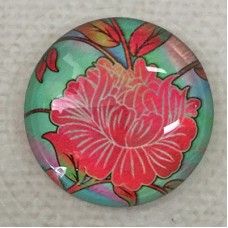 25mm Art Glass Backed Cabochons - Tie Dye Flowers 3 - Each