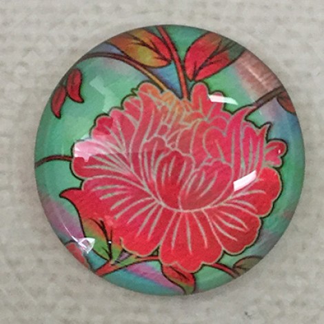 25mm Art Glass Backed Cabochons - Tie Dye Flowers 3 - Each
