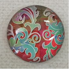 25mm Art Glass Backed Cabochons - Tie Dye Flowers 4 - Each