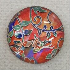 25mm Art Glass Backed Cabochons - Tie Dye Flowers 6 - Each