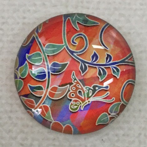 25mm Art Glass Backed Cabochons - Tie Dye Flowers 6 - Each