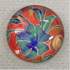 25mm Art Glass Backed Cabochons - Tie Dye Flowers 7 - Each