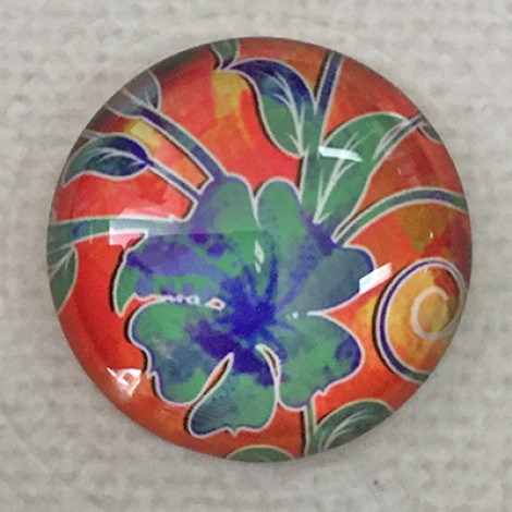 25mm Art Glass Backed Cabochons - Tie Dye Flowers 7 - Each