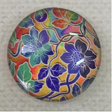 25mm Art Glass Backed Cabochons - Tie Dye Flowers 9