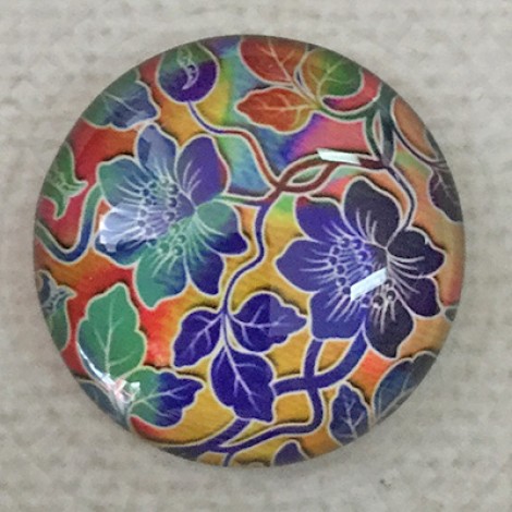 25mm Art Glass Backed Cabochons - Tie Dye Flowers 9