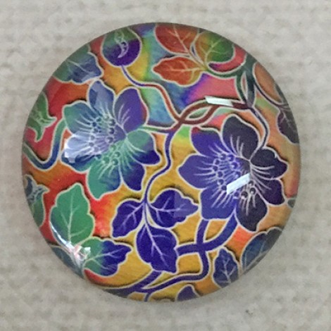 25mm Art Glass Backed Cabochons - Tie Dye Flowers 9 - Each 25mm Art Glass Backed Cabochons - Tie Dye Flowers 9 - Each