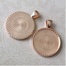 25mm ID Rose Gold Plated Round Bezel Pendant Setting