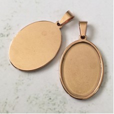 18x25mm ID Oval Rose Gold Stainless Steel Bezel Pendant Setting