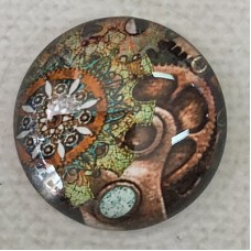 25mm Art Glass Backed Cabochons - Steampunk Clocks Design 11 - Each