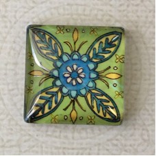 25mm Art Glass Backed Square Cabochons - Tile Design 2 - Each