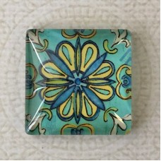 25mm Art Glass Backed Square Cabochons - Tile Design 5 - Each