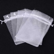 12x10cm White Organza Drawstring Pouches - Pack of 10