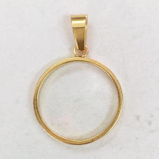 18mm ID Gold Plated Stainless Steel Round Open Bezel Pendant Setting