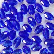 11x8mm Sapphire Czech Fire Polished Ovals - Pack of 10