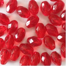 11x8mm Siam Czech Fire Polished Ovals - Pack of 10