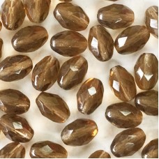 11x8mm Smokey Topaz Czech Fire-Polished Ovals - Pack of 10