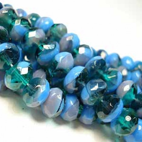 6x9mm Laguna Deep Ocean Blue Firepolish Rondelles - Pack of 10