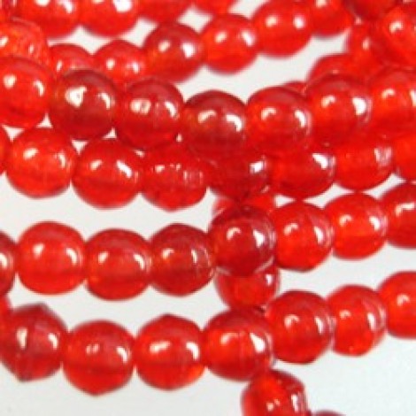3mm Czech Round Beads - Light Siam Ruby - Pack of 100