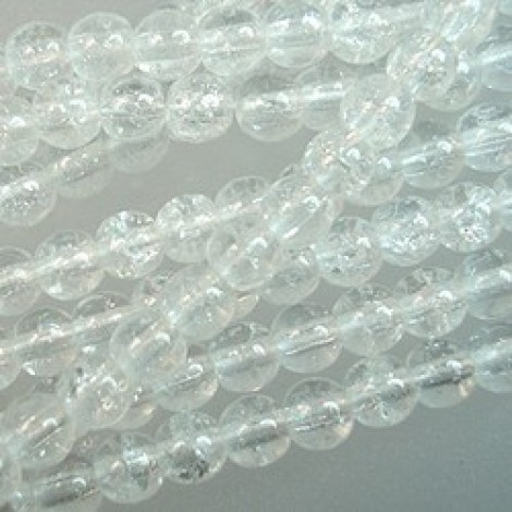 4mm Czech Round Beads - Crackle Crystal - Pack of 100