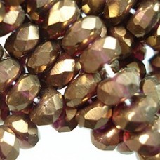 7x5mm Czech Firepolish Rondelles - Fuchsia Bronze Vega - Pack of 10
