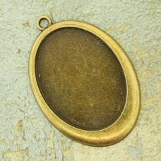 53x37mm (30x40mm) Ant Bronze Oval Pendant Bezel