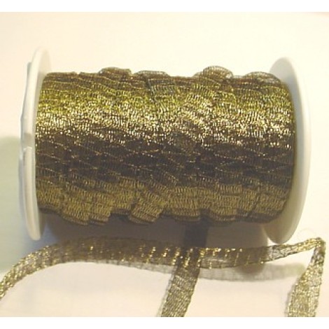 6mm WireLace Metallic Tubular Ribbon - Olive - Per metre