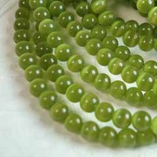 4mm Olive Green Cats Eye Optic Fibre Beads