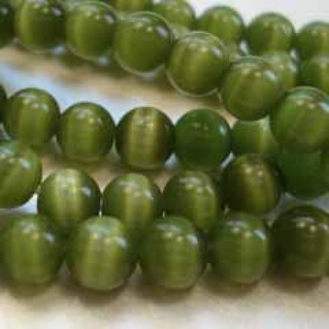 6mm Olive Green Cats Eye Beads