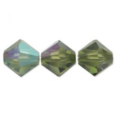 6mm Swarovski Faceted Bicones - Olivine AB - Pack of 10