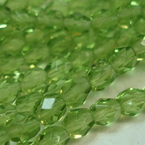 4mm Czech Fire Polished Beads - Olivine - Pack of 50