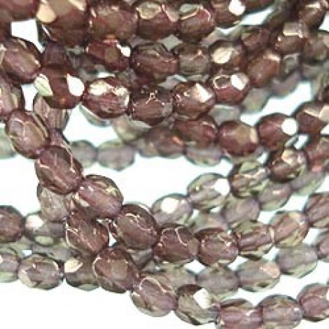 3mm Czech Firepolish Beads - Rosaline Moondust - Pack of 50