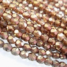 4mm Czech Firepolish Beads - Olivine Bronze Coated - Pack of 50