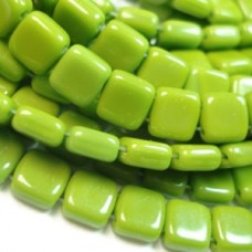 6mm Czechmates Two Hole Tile Beads - Opaque Olive - Pack of 20
