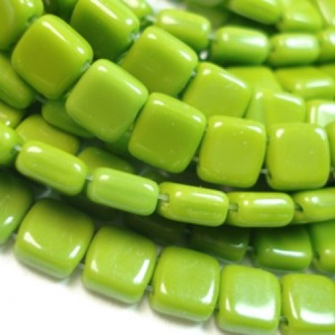 6mm Czechmates Two Hole Tile Beads - Opaque Olive - Pack of 20