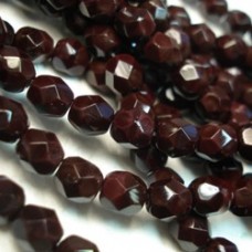 6mm Czech Firepolish Beads - Opaque Cocoa Brown - Pack of 20