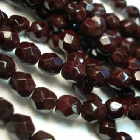 6mm Czech Firepolish Beads - Opaque Cocoa Brown - Pack of 20