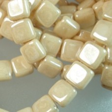 6mm CzechMates 2-Hole Tile Beads - Luster Opaque Champagne - Pack of 20
