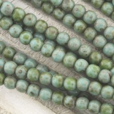 4mm Czech Round Beads - Opaque Turquoise Picasso - Pack of 50