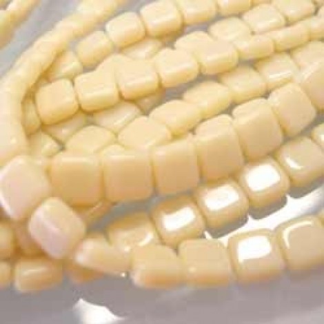 6mm CzechMates 2-Hole Tiles - Opaque Beige - Pack of 20