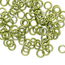 6mm 18ga Hard Anodized Aluminium Jumprings - Green - Pack of 100