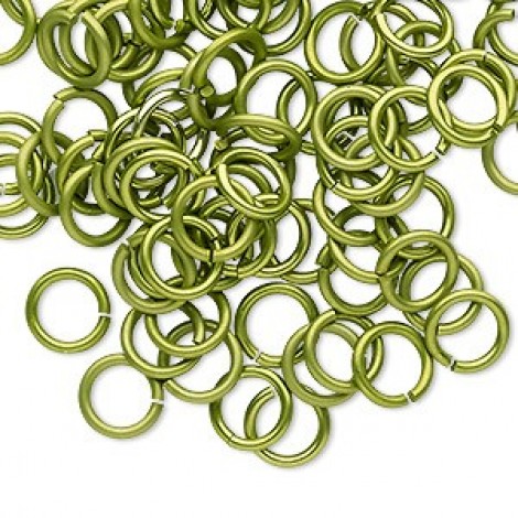 8mm 17ga Hard Anodized Aluminium Jumprings - Green - Pack of 100
