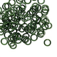 6mm 18ga Hard Anodized Aluminium Jumprings -Dk Green - Pack of 100
