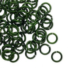 8mm 17ga Hard Anodized Aluminium Jumprings - Dark Green - Pack of 100