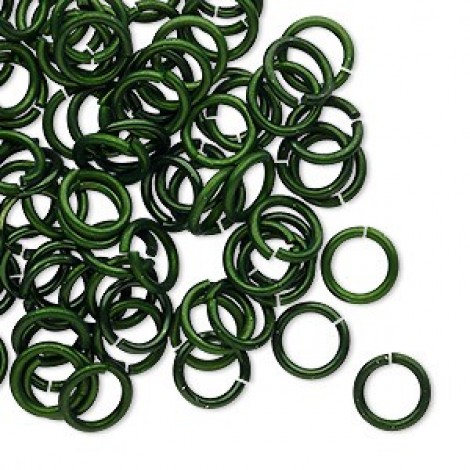8mm 17ga Hard Anodized Aluminium Jumprings - Dark Green - Pack of 100