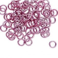 6mm 18ga Hard Anodized Aluminium Jumprings - Pink - Pack of 100