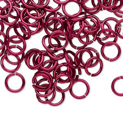 8mm 17ga Hard Anodized Aluminium Jumprings - Dark Pink - Pack of 100