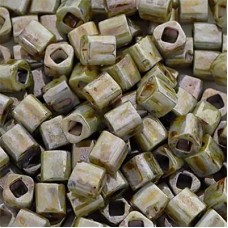 4mm Toho Cubes - Opaque Luster Transparent Green - 12gm