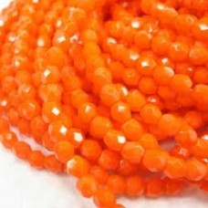 4mm Czech Firepolish Beads - Opaque Orange