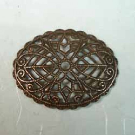 23x29mm Antique Copper Domed Oval Filigree w/Centre Hole - Pack of 4 23x29mm Antique Copper Domed Oval Filigree w/Centre Hole - Pack of 4