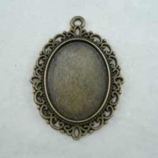 39x28mm (ID 25x18mm) Oval Ant Bronze Cab Pendant Setting - Pack of 2